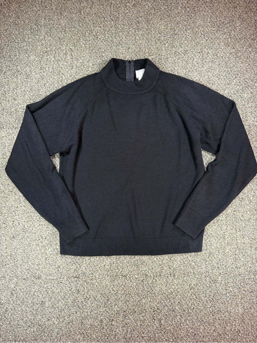 Designers Originals Vintage Black Mock Neck Zip Back Sweater Medium